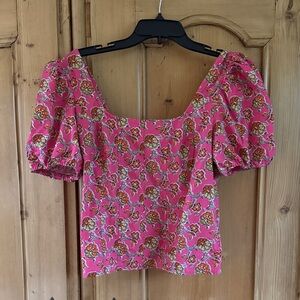 J. Crew Collection Floral Puff Sleeve Top